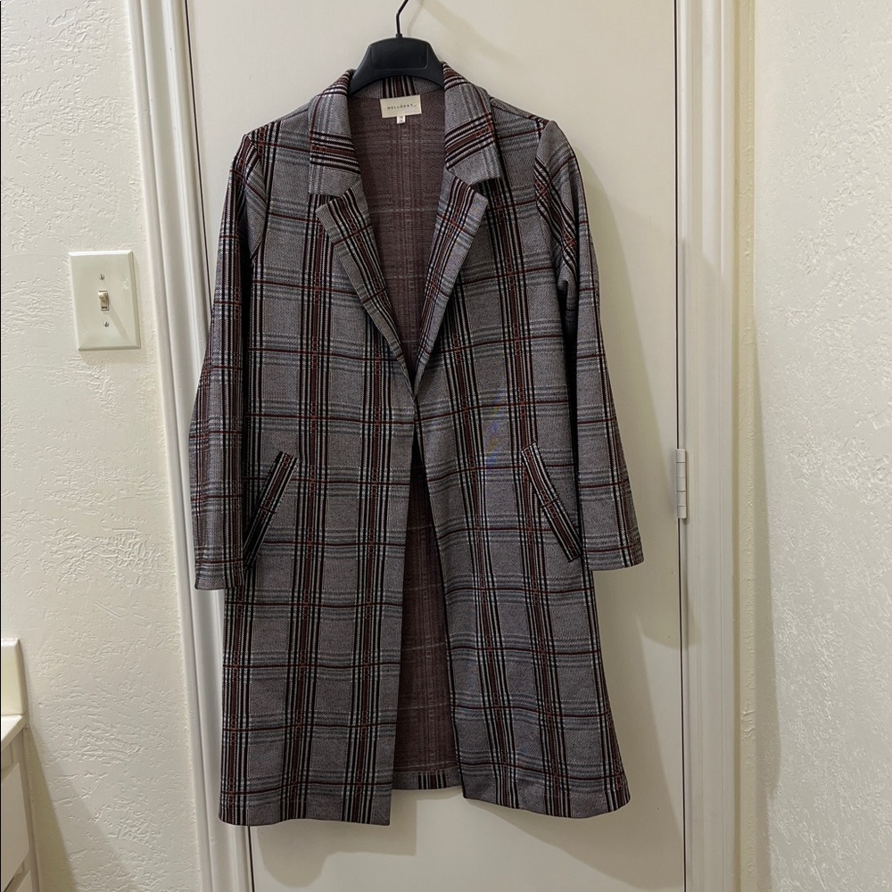 MELLODAY Brown and Black Textured Coat